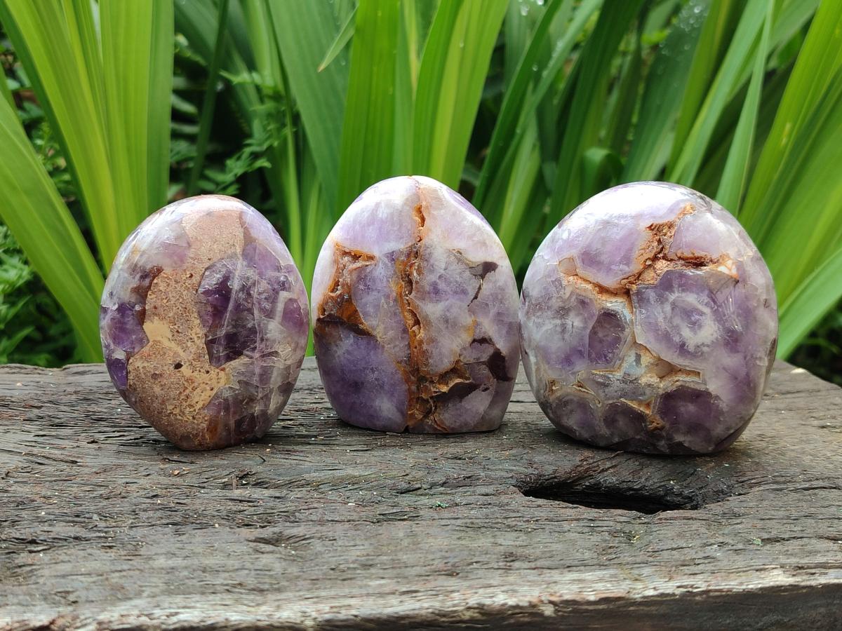 Polished Purple Chevron Amethyst Standing Free Forms x 6 From Madagascar - Toprock Gemstones and Minerals 