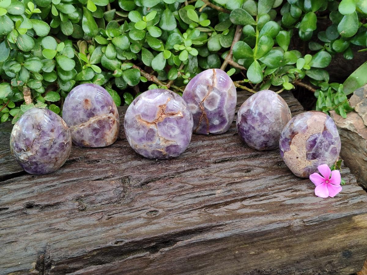 Polished Purple Chevron Amethyst Standing Free Forms x 6 From Madagascar - Toprock Gemstones and Minerals 