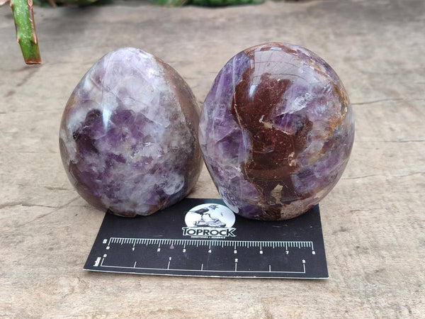 Polished Purple Chevron Amethyst Standing Free Forms x 6 From Madagascar