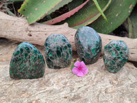 Polished Emerald Mica 'Mutokolite' Standing Free Forms x 4 From Mutoko, Zimbabwe