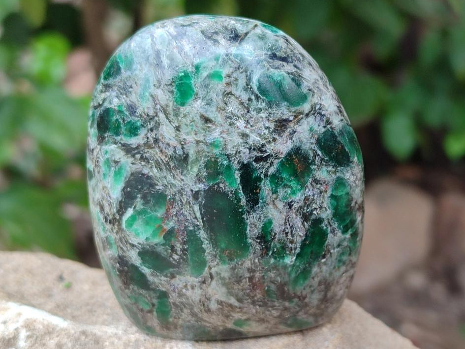 Polished Emerald Mica 'Mutokolite' Standing Free Forms x 4 From Mutoko, Zimbabwe
