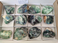 Natural Watermelon Fluorite Cobbed Specimens x 12 From Uis, Namibia