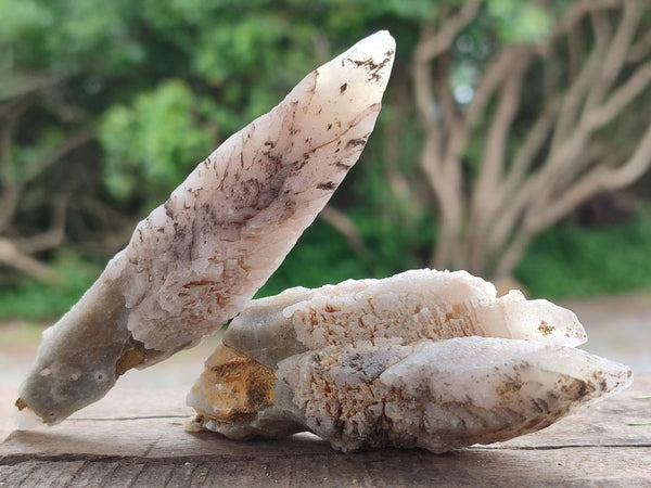 Natural Drusy Quartz Coated Spearhead Calcite Specimens x 12 From Albert's Mountain, Lesotho
