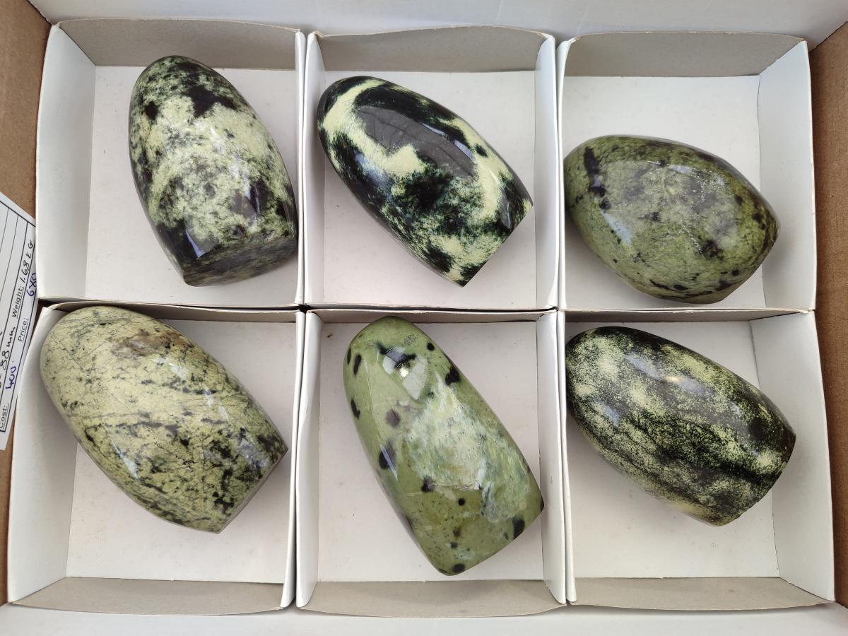 Polished Leopard Stone Standing Free Forms x 6 From Zimbabwe - Toprock Gemstones and Minerals 