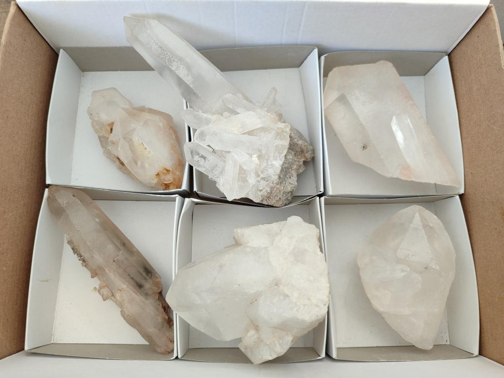 Natural Mixed Quartz Crystal Clusters x 6 From Madagascar