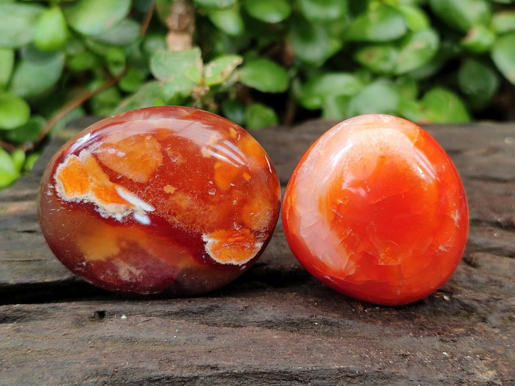 Polished Small Carnelian Agate Gemstone Galets x 23 From Madagascar
