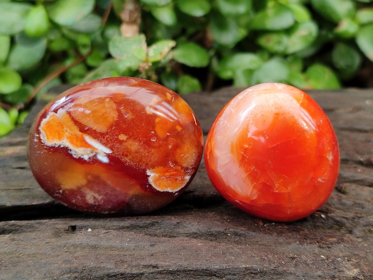 Polished Small Carnelian Agate Gemstone Galets x 23 From Madagascar
