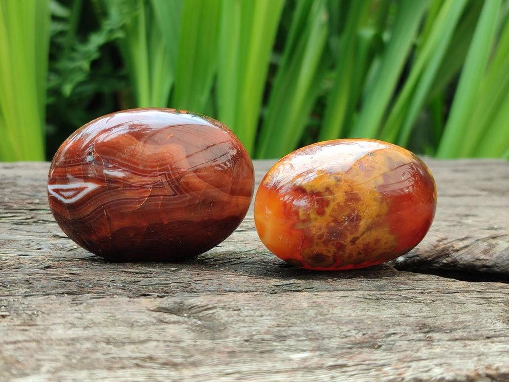 Polished Small Carnelian Agate Gemstone Galets x 23 From Madagascar