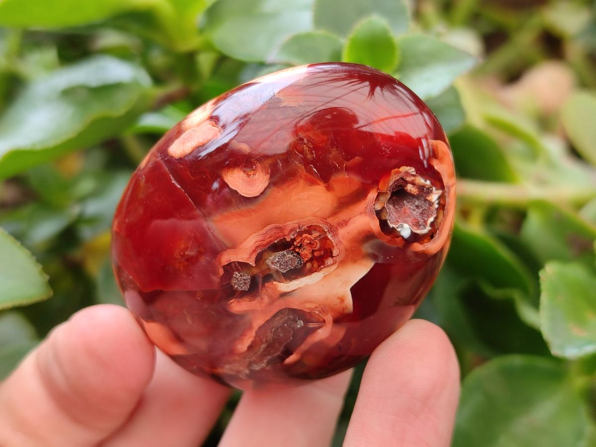 Polished Small Carnelian Agate Gemstone Galets x 23 From Madagascar