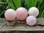 Polished Star Rose Quartz Spheres x 4 From Madagascar