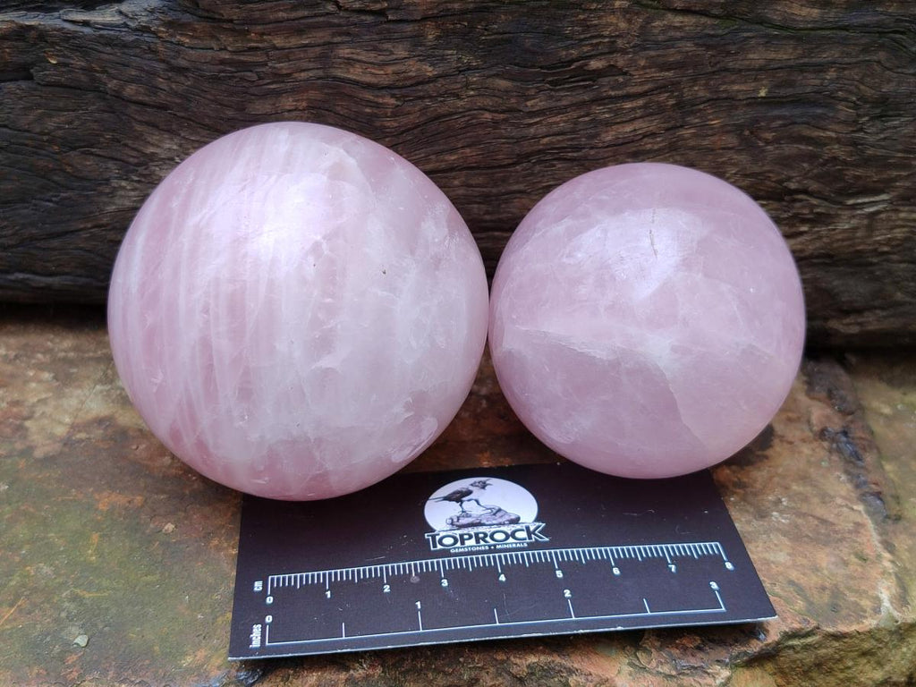 Polished Star Rose Quartz Spheres x 4 From Madagascar