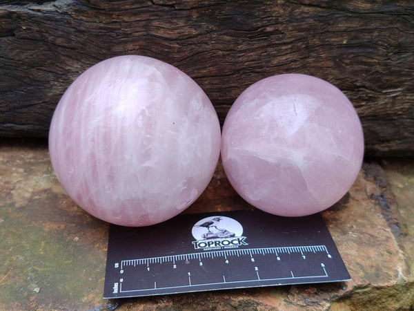 Polished Star Rose Quartz Spheres x 4 From Madagascar