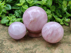 Polished Star Rose Quartz Spheres x 4 From Madagascar