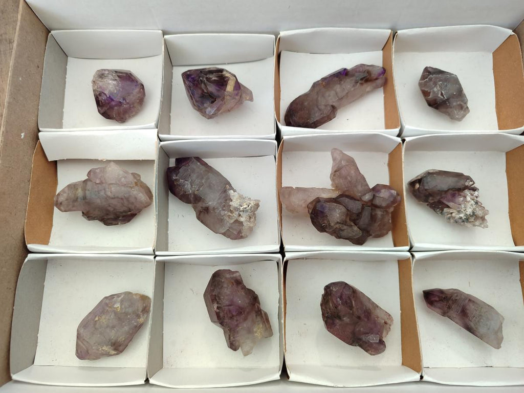 Natural Window Amethyst Crystals x 12 From Chiredzi, Zimbabwe