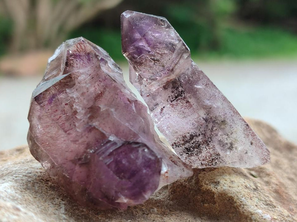 Natural Window Amethyst Crystals x 12 From Chiredzi, Zimbabwe