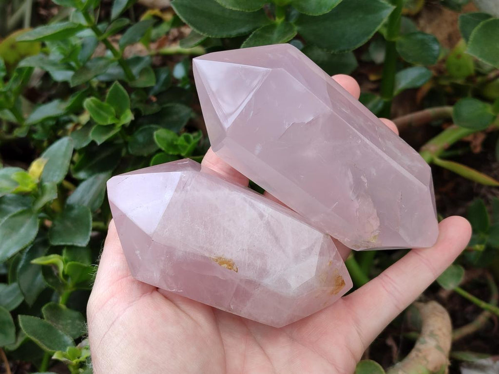 Polished Double Terminated Rose Quartz Crystals x 6 From Madagascar