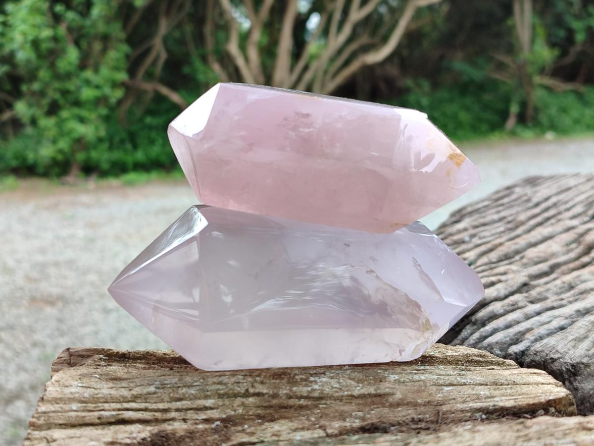 Polished Double Terminated Rose Quartz Crystals x 6 From Madagascar
