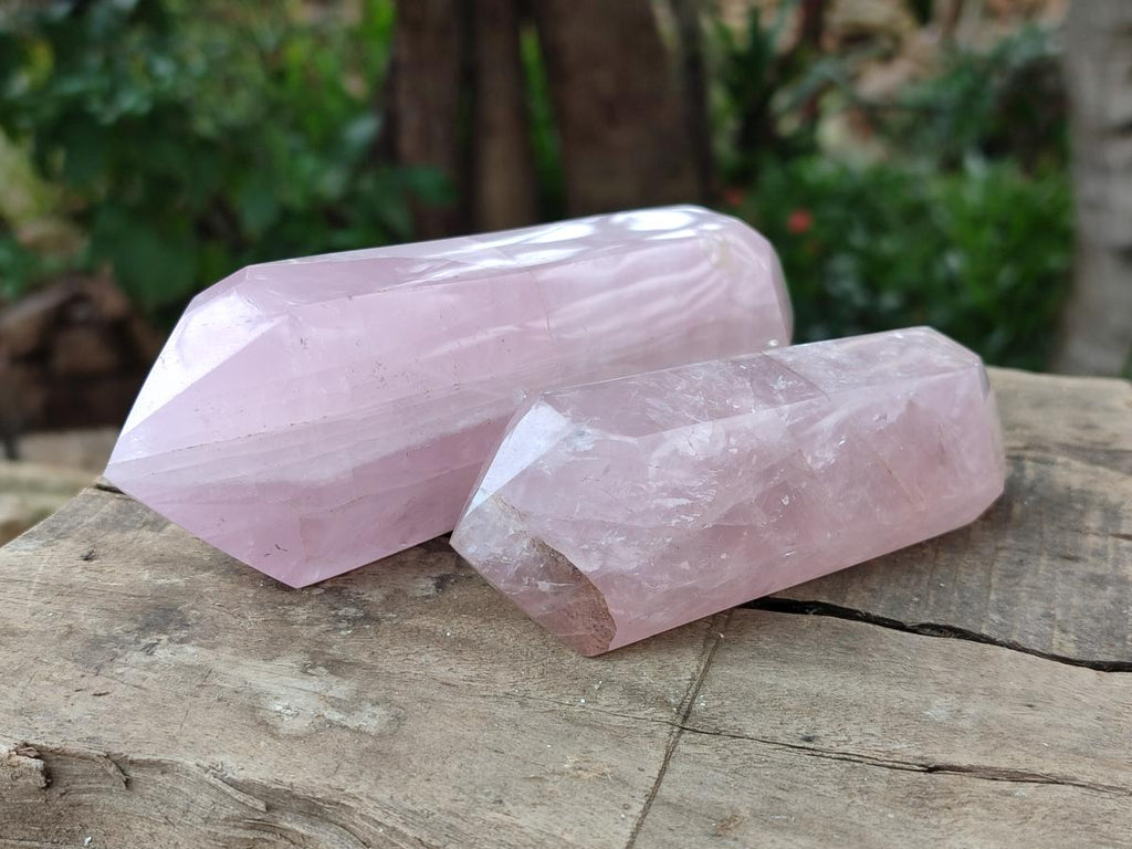 Polished Double Terminated Rose Quartz Crystals x 6 From Madagascar