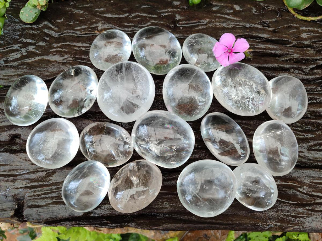 Polished Clear Quartz Crystal Galets x 18 From Madagascar