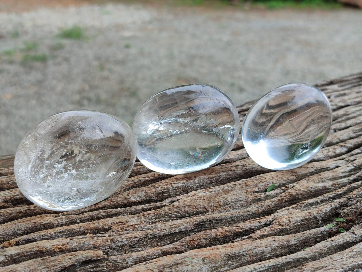 Polished Clear Quartz Crystal Galets x 18 From Madagascar