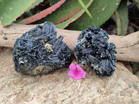 Natural Schorl Black Tourmaline One with Vermiculite x 2 From Erongo, Namibia
