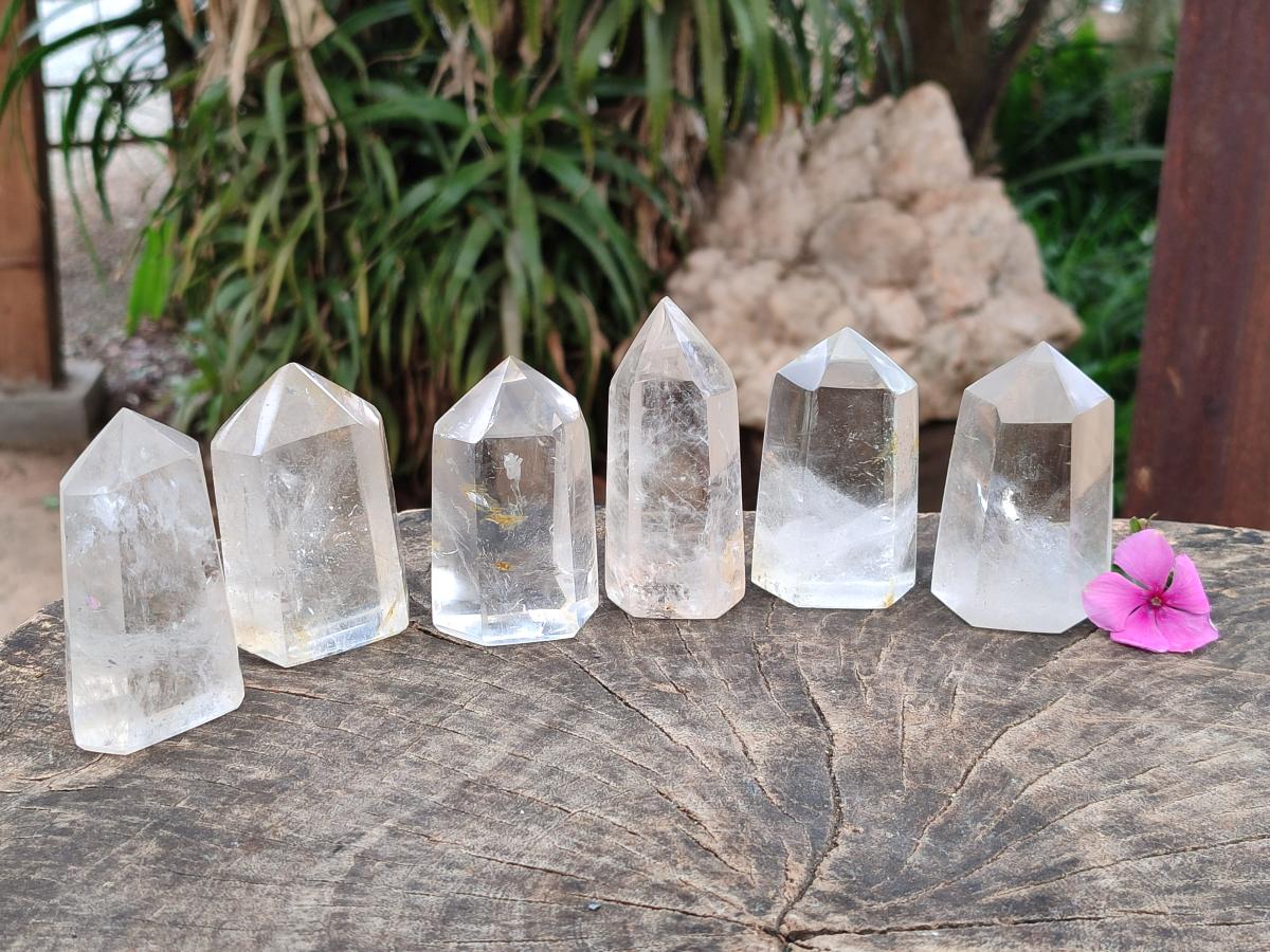 Polished Clear Quartz Crystals x 6 From Madagascar