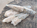 Natural Drusy Quartz Coated Spearhead Calcite Specimens x 4 From Albert's Mountain, Lesotho