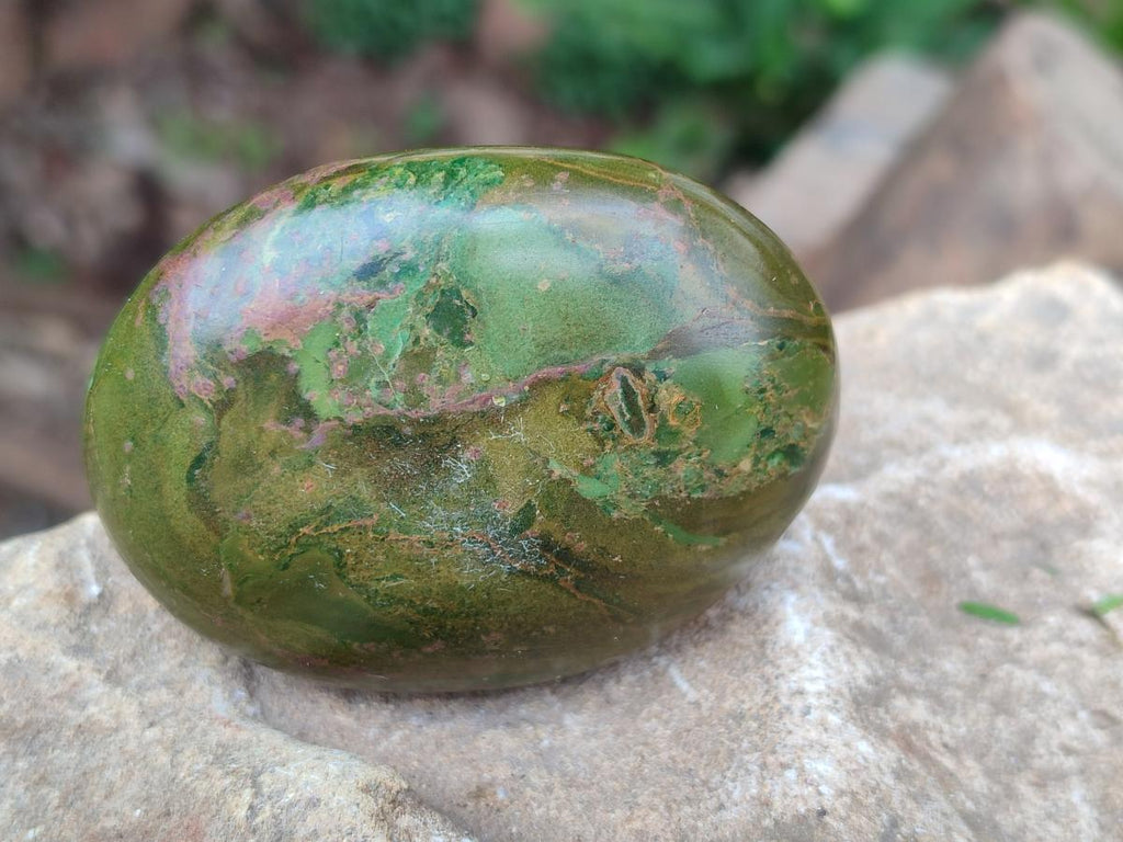 Polished Large Verdite Palm Stones x 6 From Zimbabwe