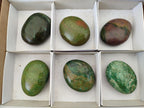 Polished Large Verdite Palm Stones x 6 From Zimbabwe