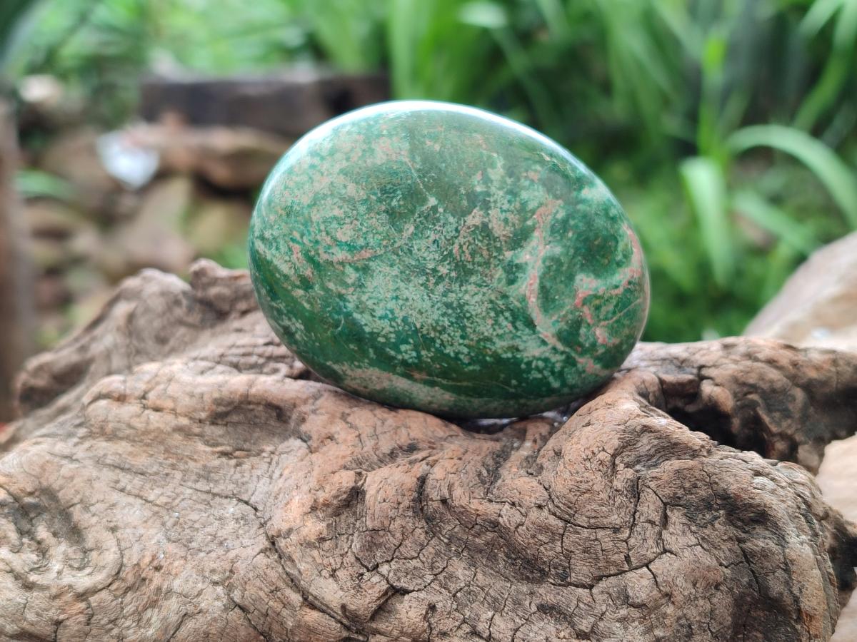 Polished Large Verdite Palm Stones x 6 From Zimbabwe