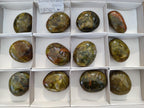Polished Large Green Opal Palm Stones x 12 From Betroka, Madagascar
