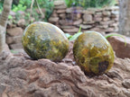 Polished Large Green Opal Palm Stones x 12 From Betroka, Madagascar