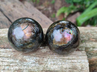 Polished Small Labradorite Spheres x 6 From Tulear, Madagascar