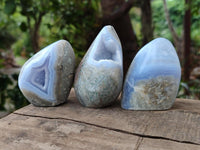 Polished Blue Lace Agate Standing Free Forms x 6 From Nsanje, Malawi