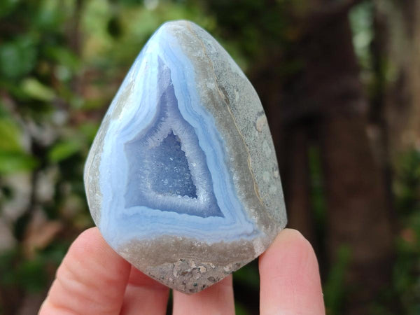 Polished Blue Lace Agate Standing Free Forms x 6 From Nsanje, Malawi