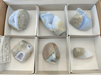 Polished Blue Lace Agate Standing Free Forms x 6 From Nsanje, Malawi