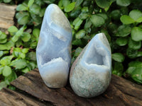 Polished Blue Lace Agate Standing Free Forms x 6 From Nsanje, Malawi