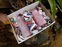 Polished Rose Quartz Crystals x 2 From Madagascar