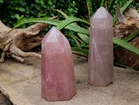 Polished Rose Quartz Crystals x 2 From Madagascar
