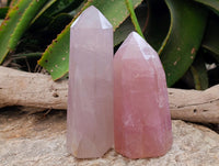 Polished Rose Quartz Crystals x 2 From Madagascar