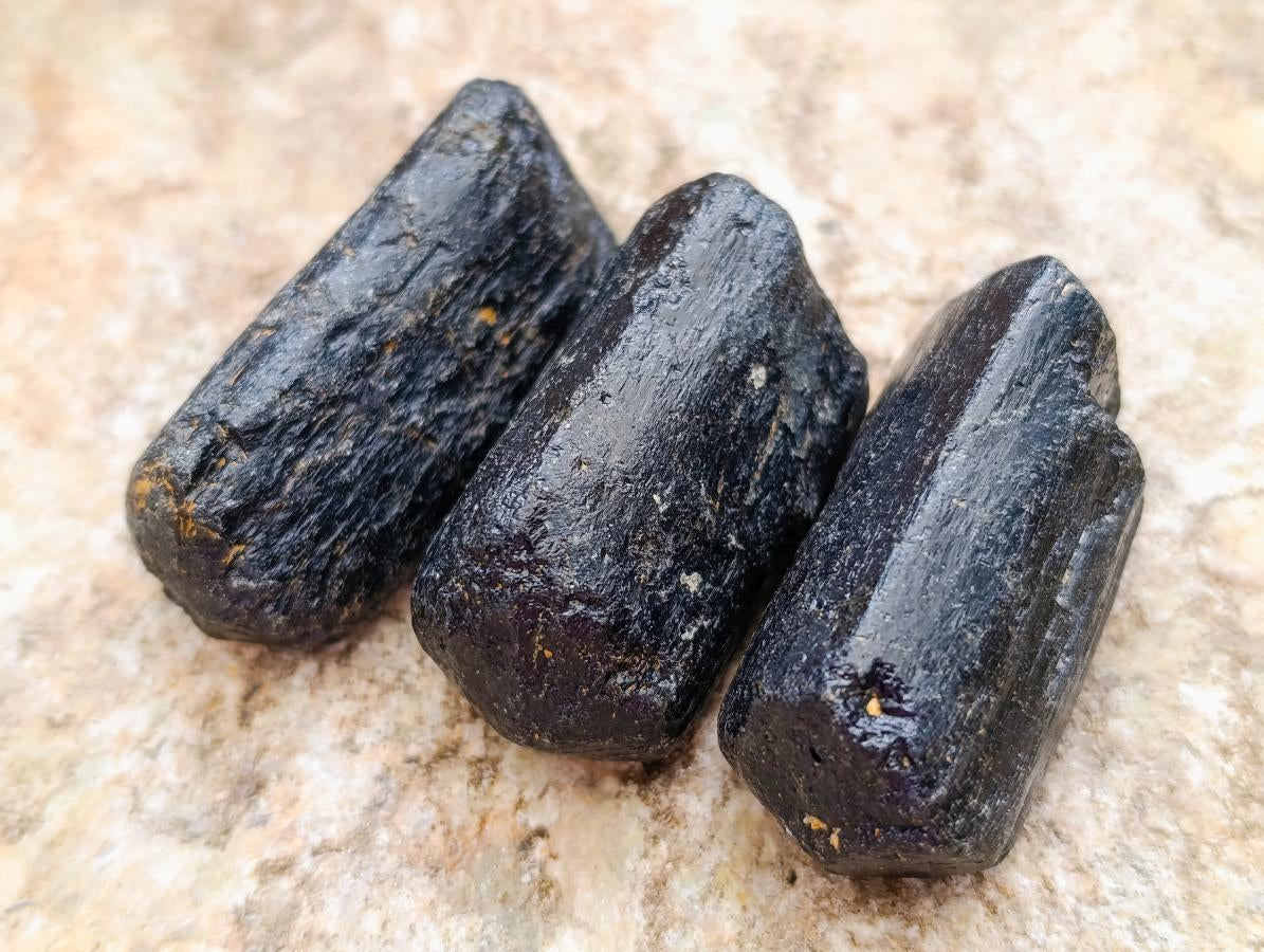 Natural Black Tourmaline Specimens x 35 From Zimbabwe
