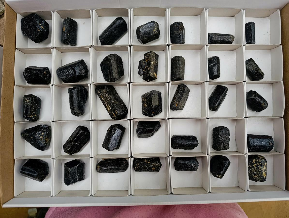 Natural Black Tourmaline Specimens x 35 From Zimbabwe