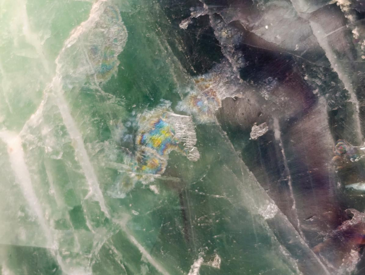 Polished On One Side Watermelon Fluorite Slice x 1 From Uis, Namibia