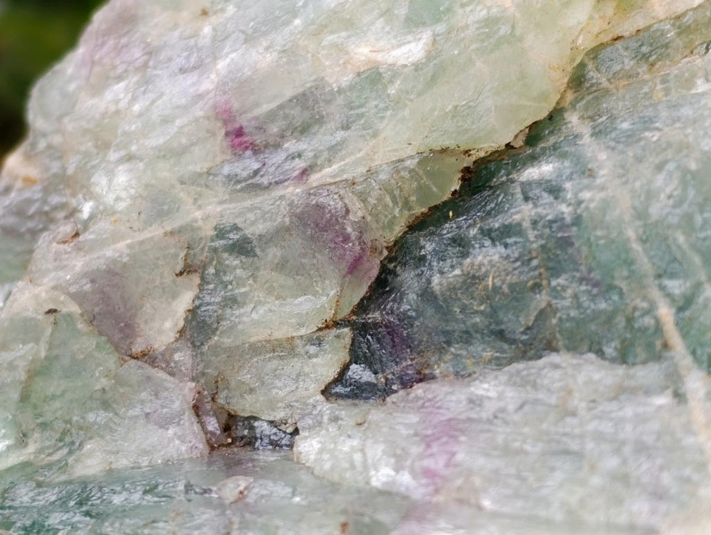 Polished On One Side Watermelon Fluorite Slice x 1 From Uis, Namibia