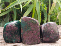 Polished Verdite Standing Free Forms x 3 From Zimbabwe