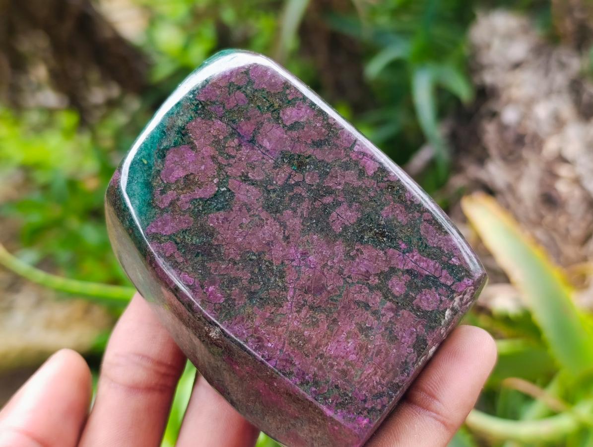 Polished Verdite Standing Free Forms x 3 From Zimbabwe