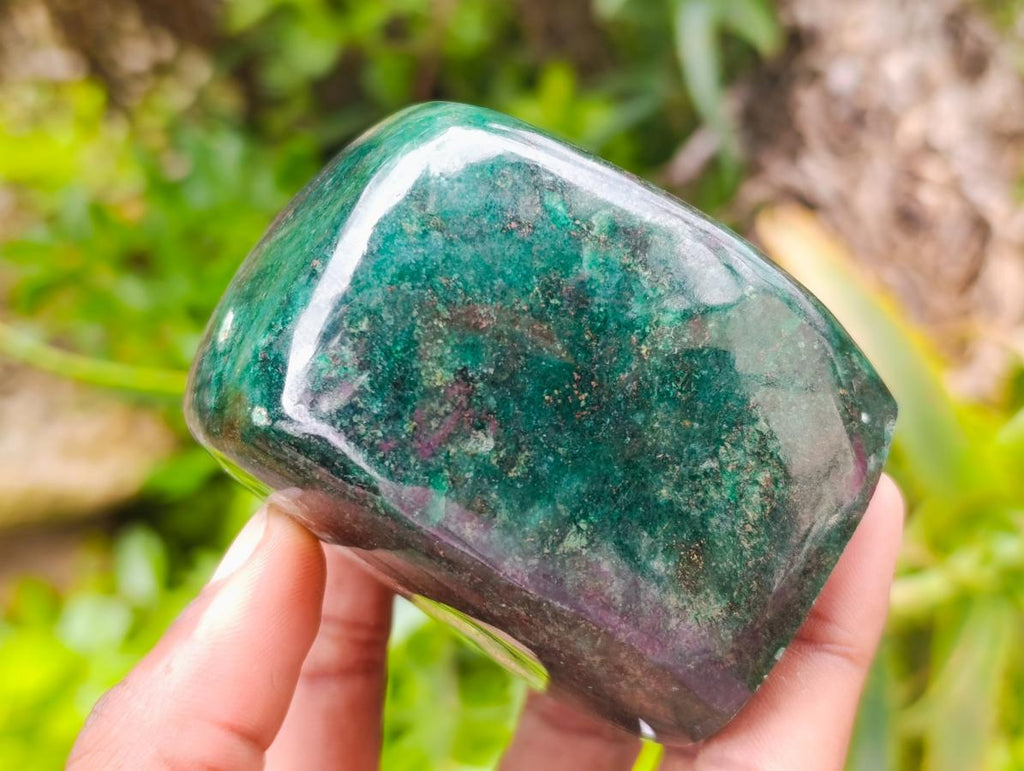 Polished Verdite Standing Free Forms x 3 From Zimbabwe