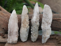 Natural Drusy Quartz Coated Spearhead Calcite Specimens x 20 From Albert's Mountain, Lesotho