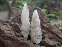 Natural Drusy Quartz Coated Spearhead Calcite Specimens x 20 From Albert's Mountain, Lesotho