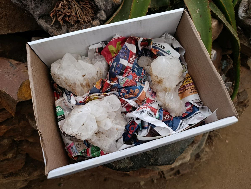 Natural Etched Terminated Candle Quartz Clusters x 3 From Antsirabe, Madagascar